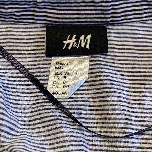 H&M cap sleeve striped blouse, elastic/drawstring waist SZ 8, GUC - Picture 5 of 7